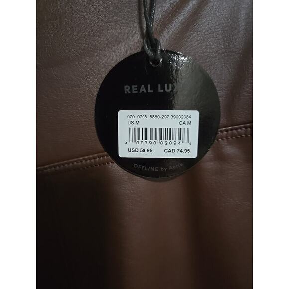 Leggings OFFLINE By Aerie Real Luxe Faux Leather Legging NEW Brown Size Medium - Picture 6 of 11